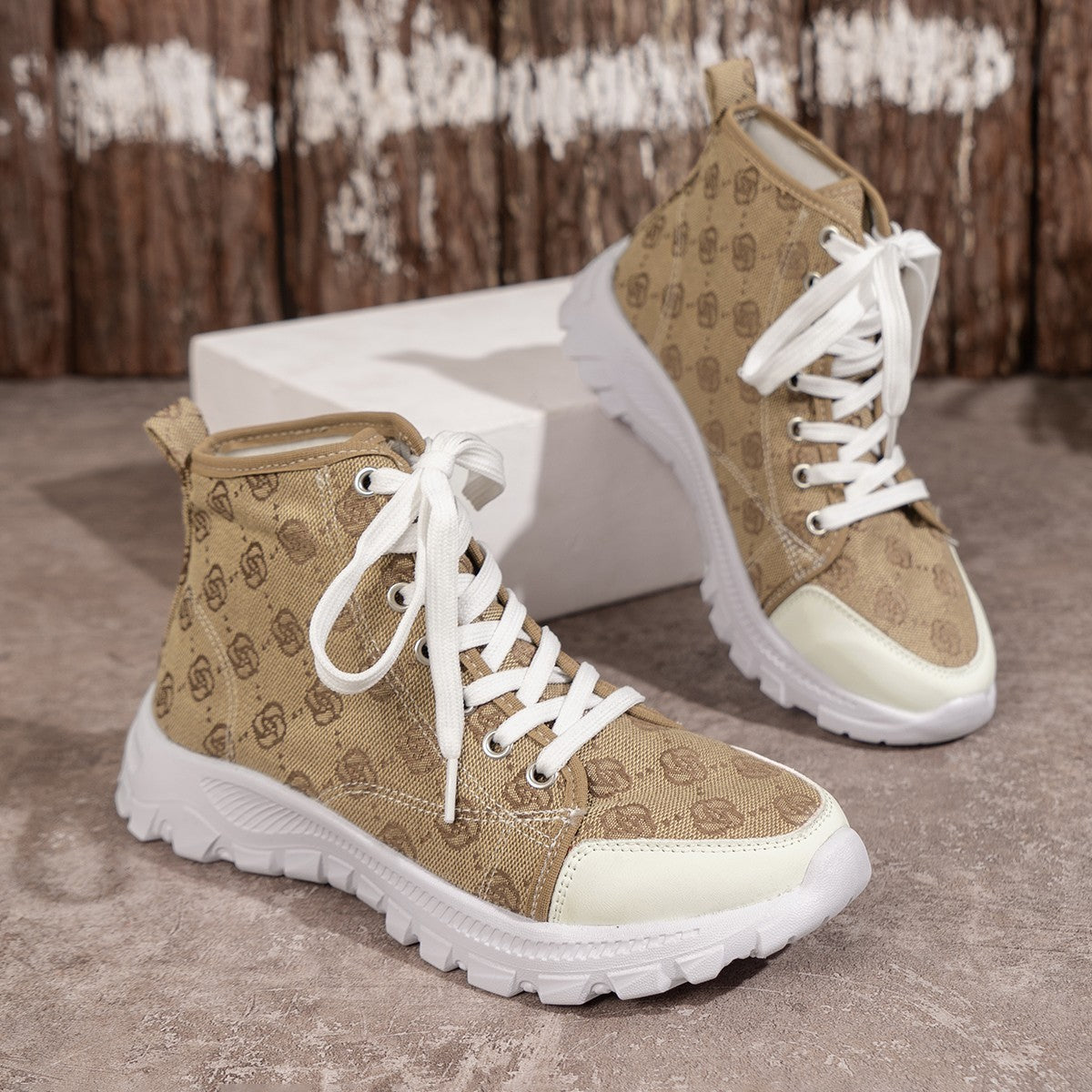 Rose-printed Lace-up Boots Rose-printed Lace-up Boots Fashion Breat | Ectron Online
