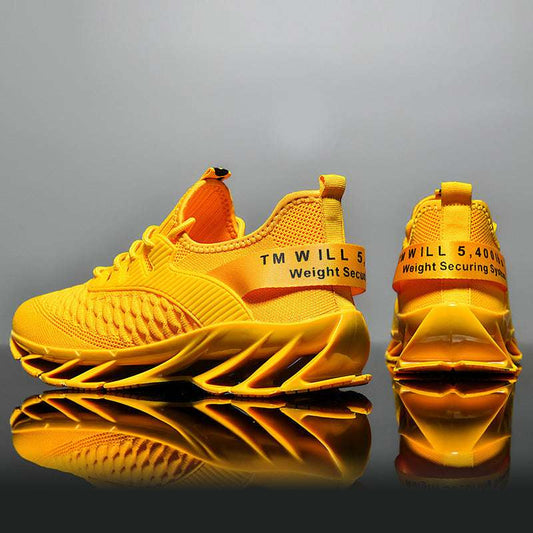 All-Match Knife-Edge Flying Knit White Shoes – Sleek and Breathable

