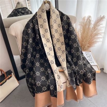 Women's Double-Sided Cashmere Scarf Women's Thickened Warm Double Sided Cash | Ectron Online