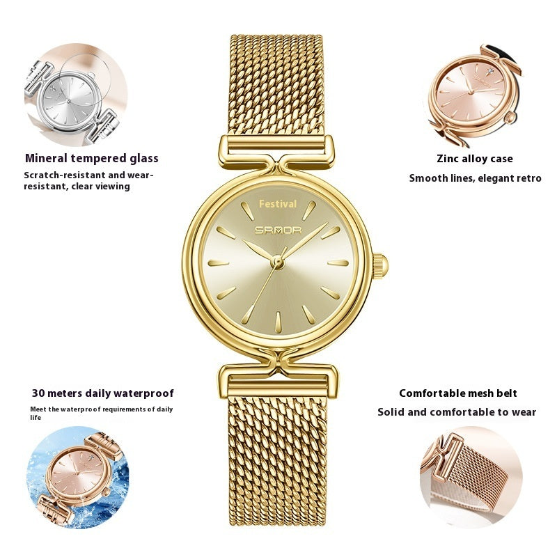 Women's Retro Mesh Strap Watch - All-Matching Women's Retro Mesh Strap Watch Outdoor A | Ectron Online