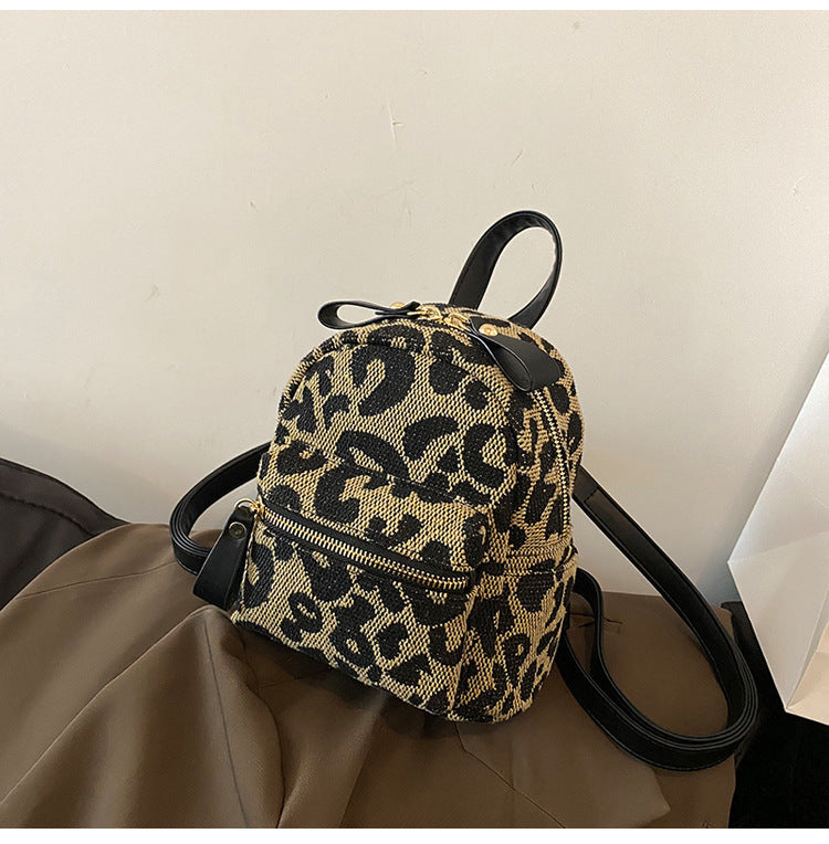 Canvas Leopard Print New All-match Backpack Japanese