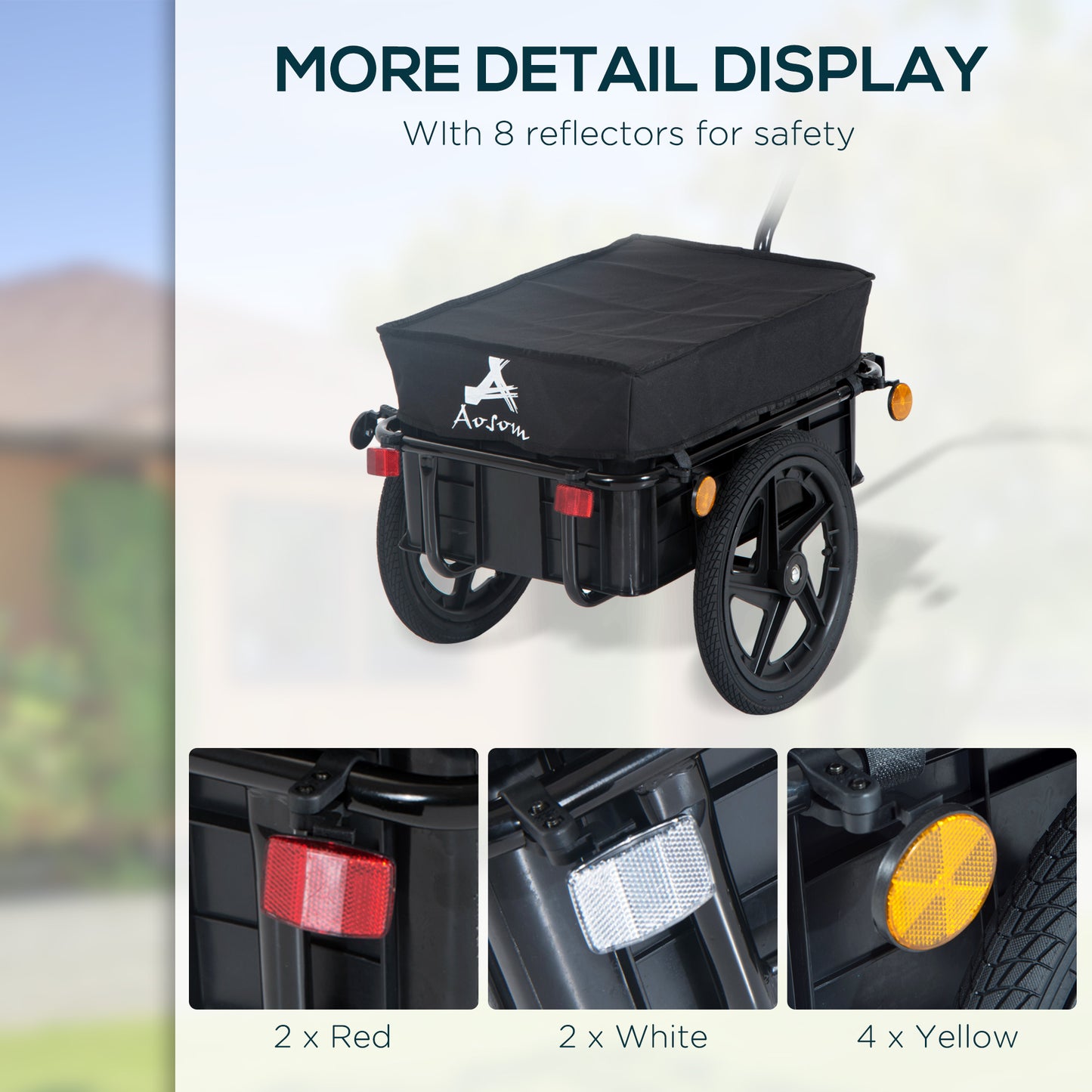 Bicycle Cargo Trailer with Removable Box & Waterproof Cover - Black