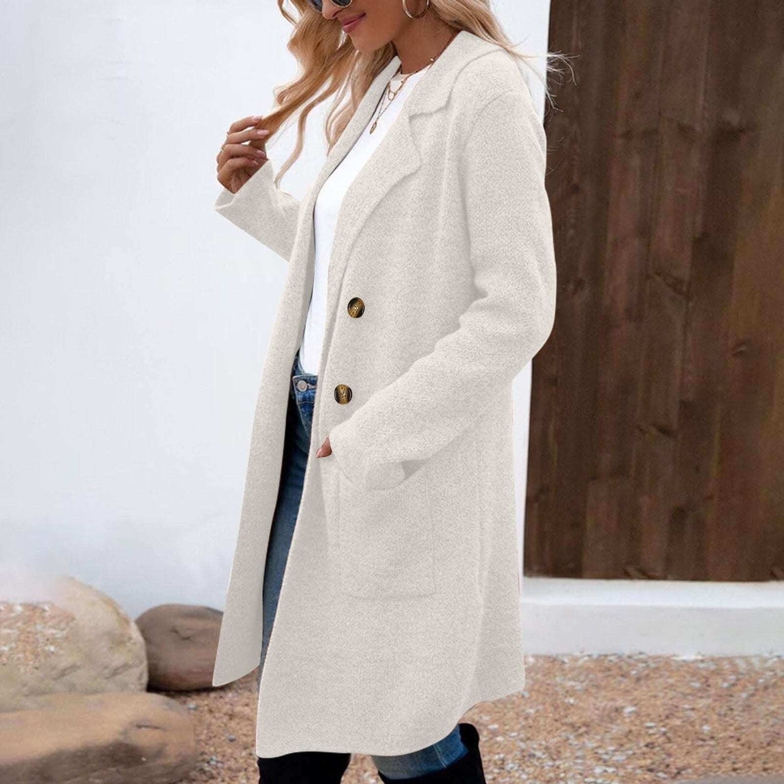 Women's Mid-Length Woolen Coat Suit Jacket Women's Fashionable All-match Mid-length | Ectron Online