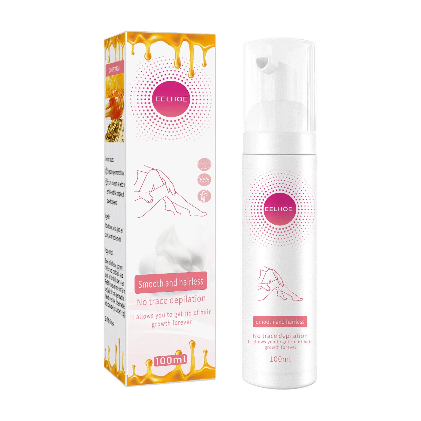 Painless Hair Removal Spray Mousse - Gentle Depilatory Foam for Arms & Legs