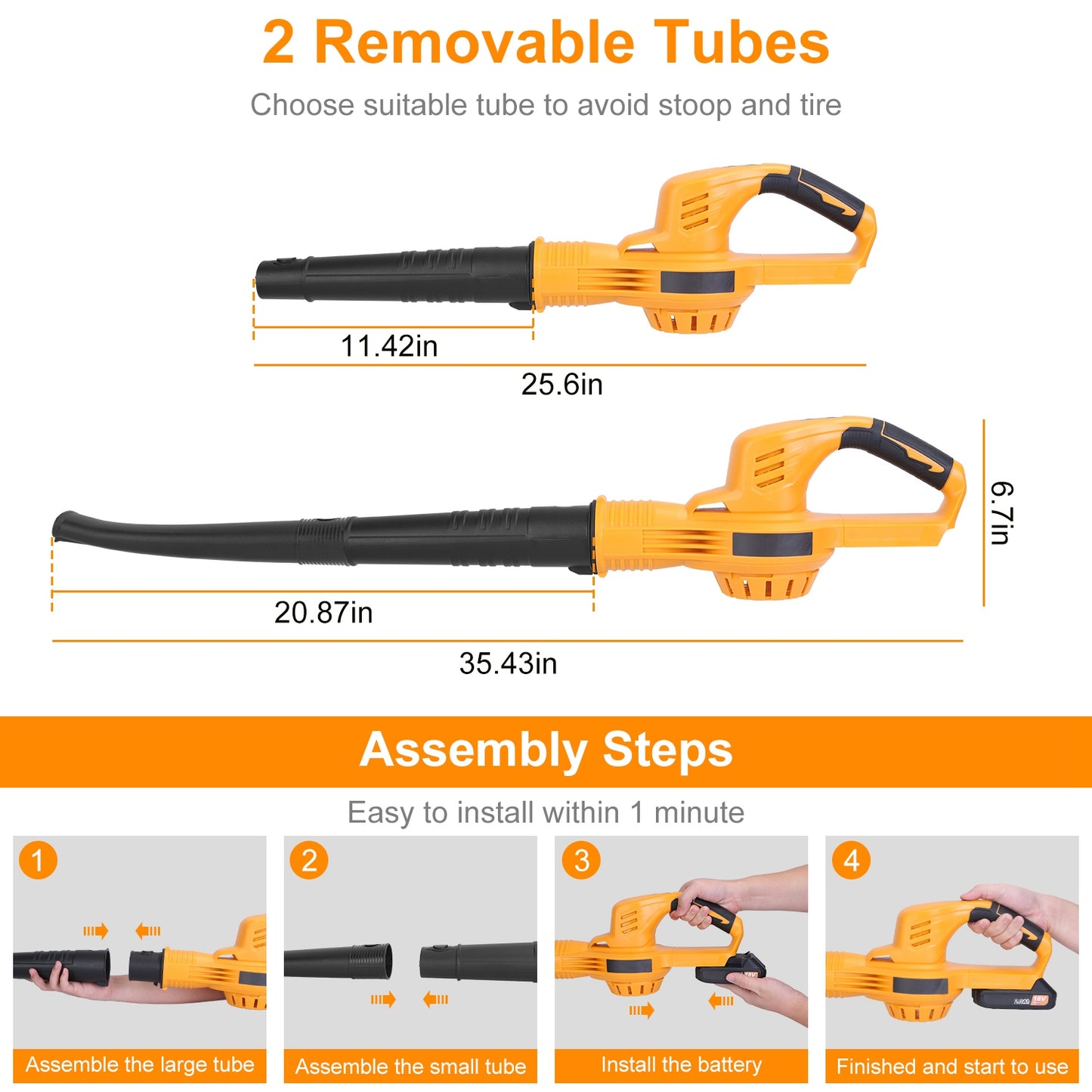 Cordless Handheld Leaf Blower - 124MPH Electric Air Blower