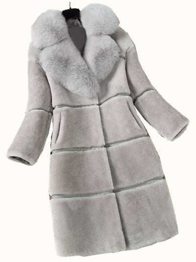 Women's Sheep Sheared Fur Coat | Elegant Medium-Length Winter Coat Women's Medium Length Sheep Sheared Fur | Ectron Online