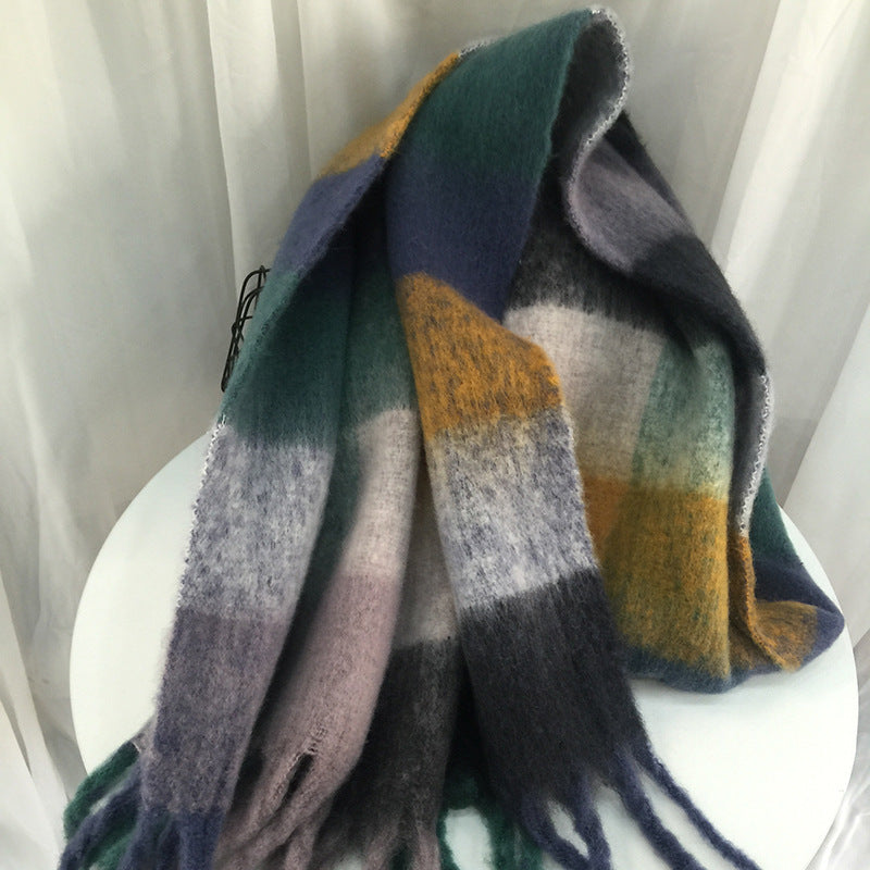 Women's Autumn Colorful Striped Warm Cashmere Plaid Scarf Scarves | Ectron Online