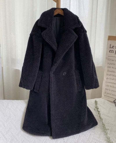 Thickened Lamb Fleece Coat for Women Lapel Lamb Fleece Coat With Pockets Faux | Ectron Online