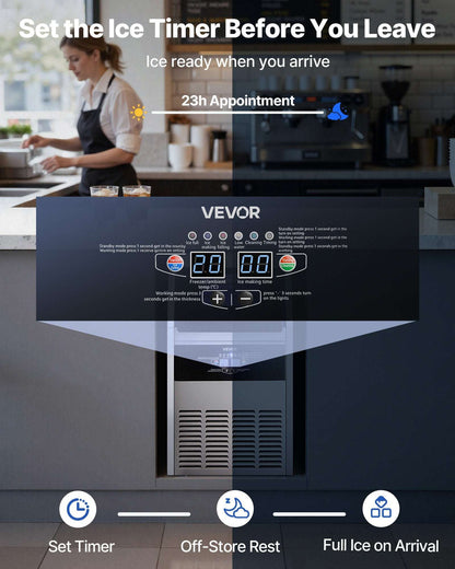Black ice maker with digital control display and front open ice area