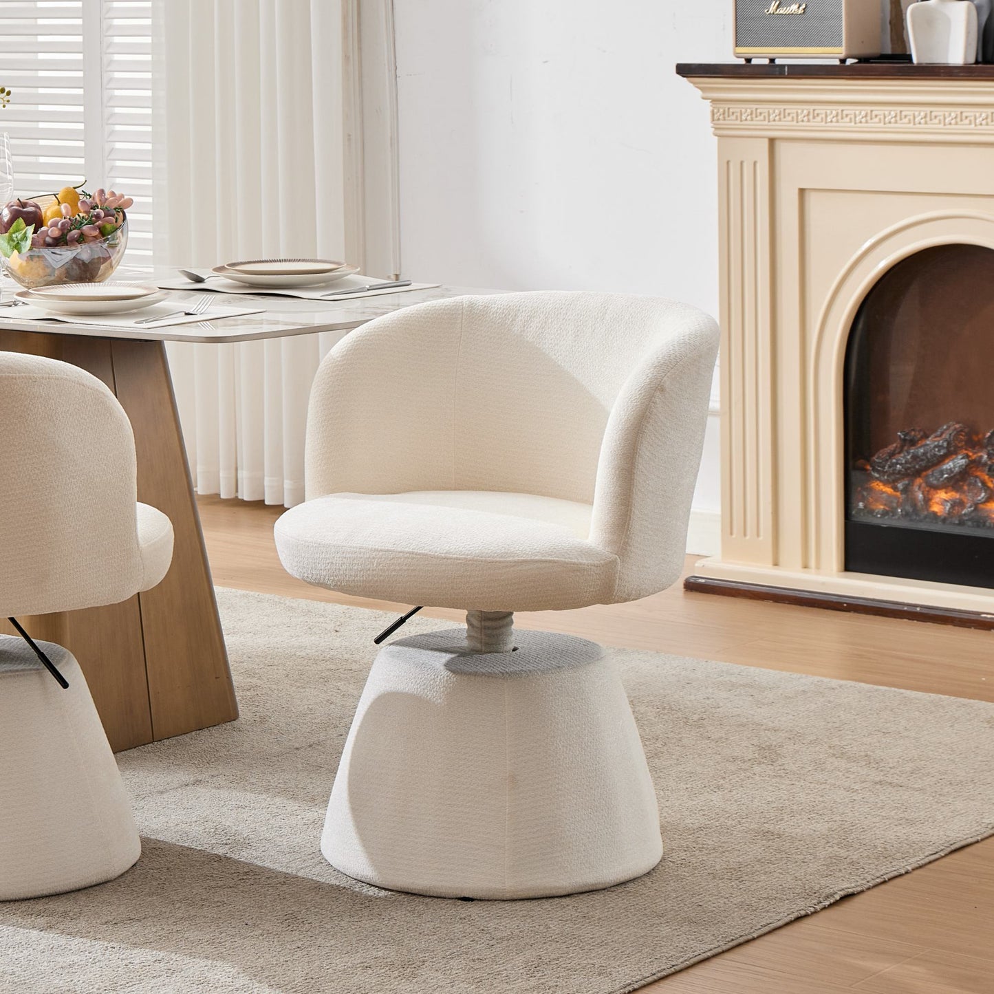 Swivel Chenille Bar Stool - Adjustable Height Vanity & Dining Chair