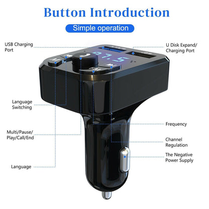 Wireless Car Bluetooth FM Transmitter | MP3 Player & USB Fast Charger Wireless Car Bluetooth FM Transmitter MP | Ectron Online