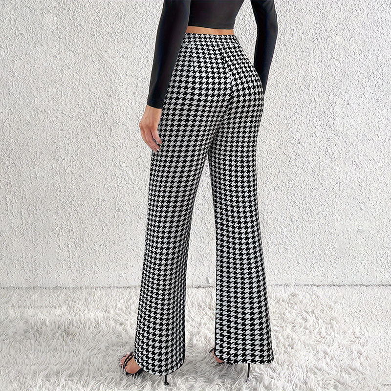 Faux Pocket Fastener Decoration Straight Wide Leg Pants Trousers