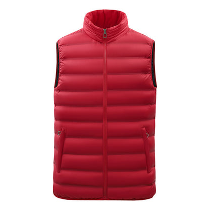 Red puffer vest on a white background