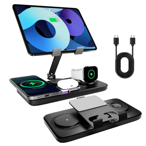 6-in-1 Wireless Charger Station | Fast Nightstand Lamp & Clock