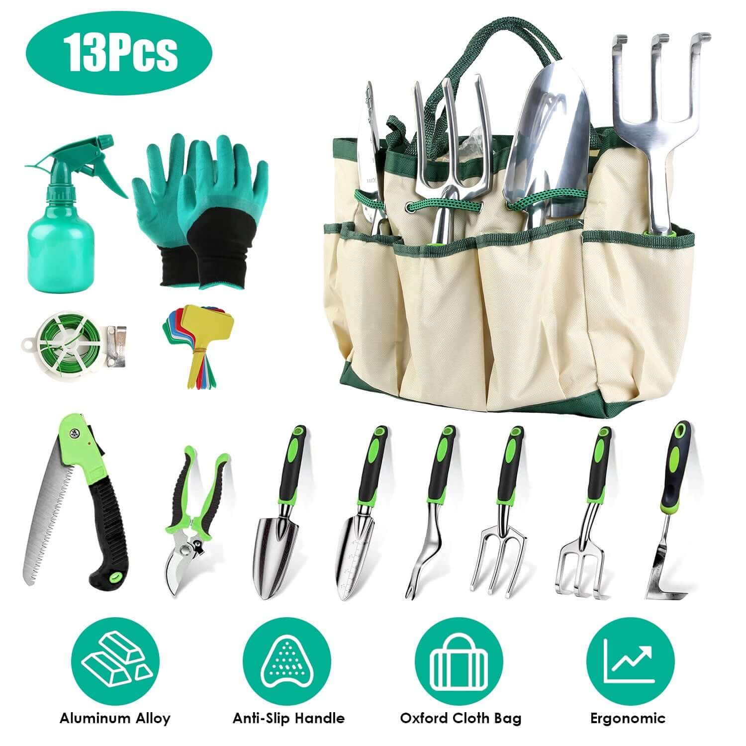 13-Piece Heavy-Duty Aluminum Alloy Gardening Tool Starter Kit 13Pcs Garden Tool Set Aluminum Alloy Gar | Ectron Online