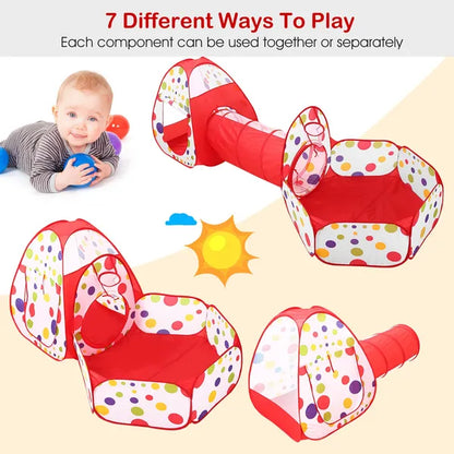3-in-1 Kids Play Tent Set 3 In 1 Child Crawl Tunnel Tent Kids Play | Ectron Online