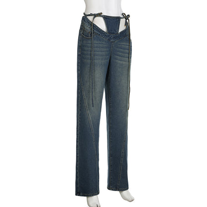 Loose And Simple All-match Denim Trousers Women