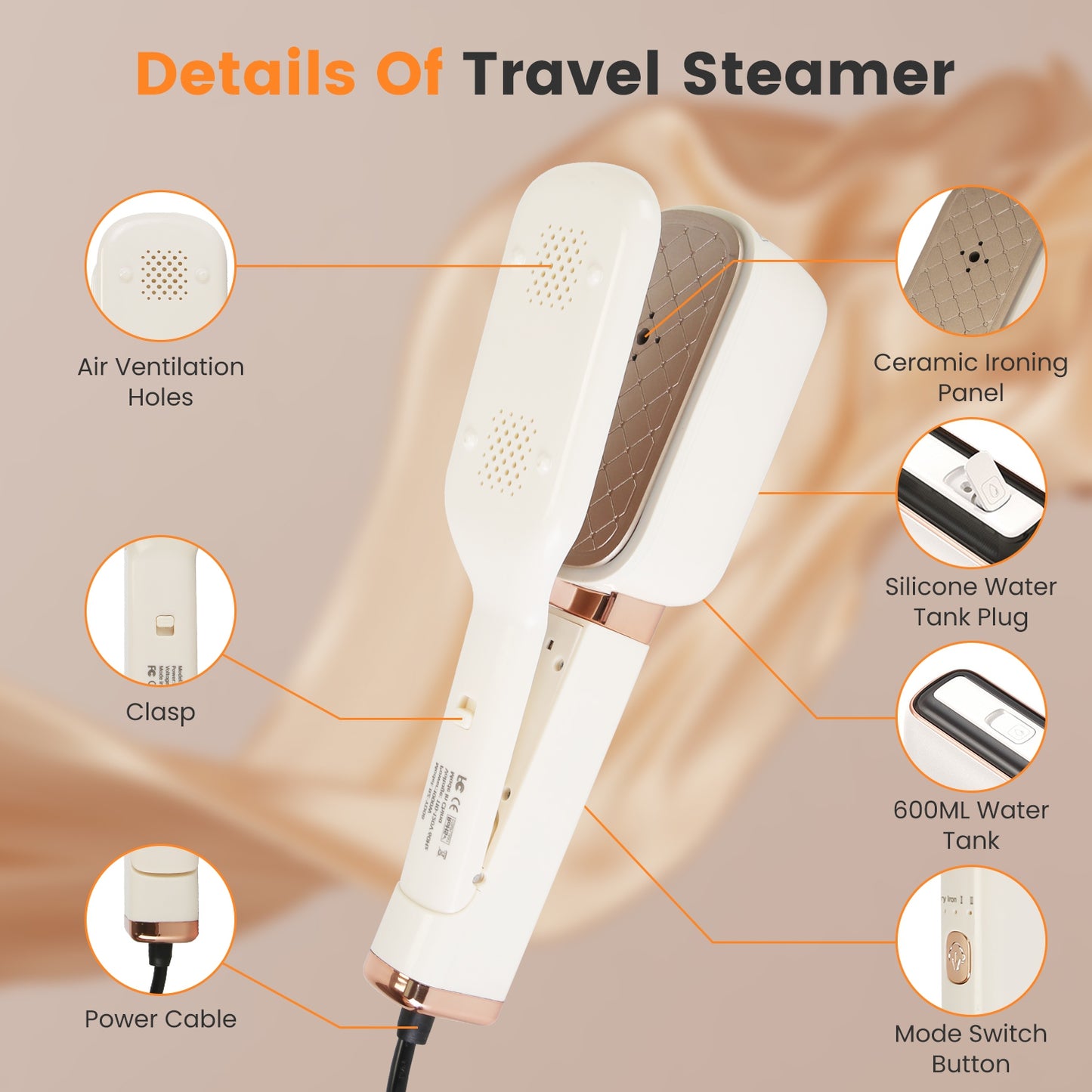 3-in-1 Portable Travel Steamer - 1000W Handheld Steam Iron