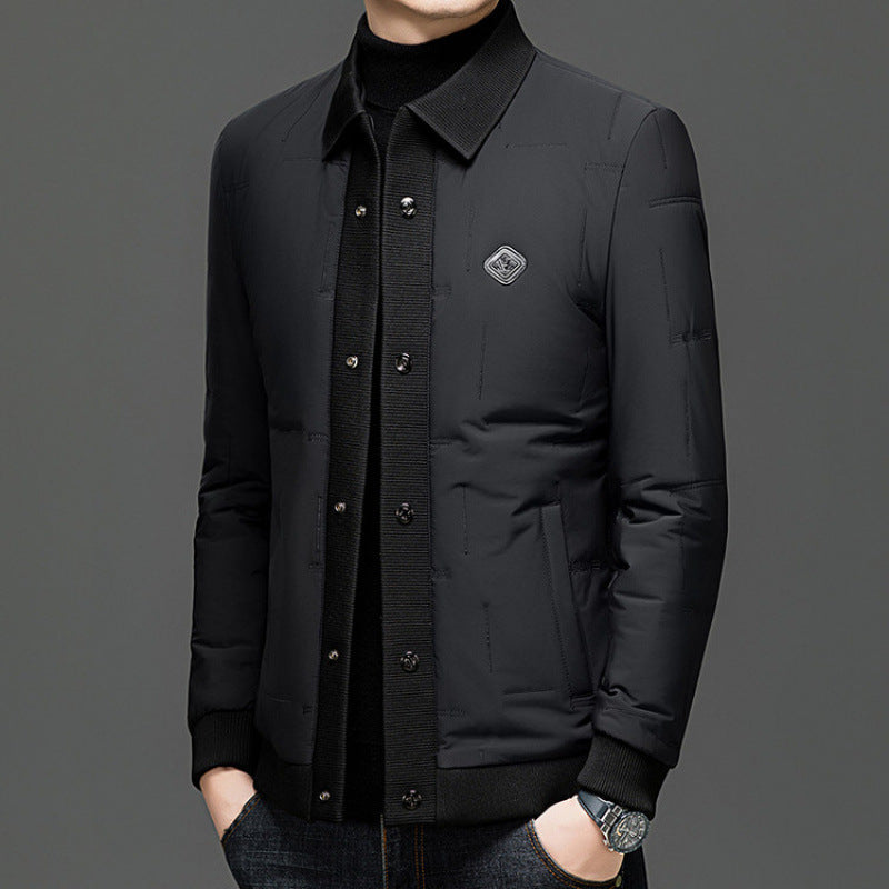 Padded Lapel Coat with Round Hem