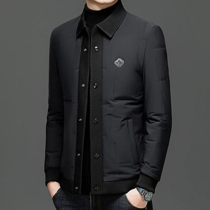 Padded Lapel Coat with Round Hem