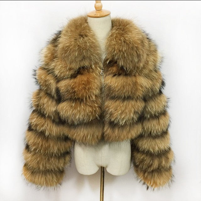 Women's Short Fox Fur Stitching Coat