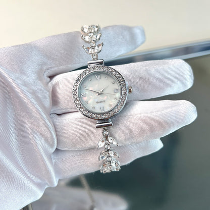 Affordable Luxury Diamond-embedded Free Adjustable Bracelet Quartz Watch