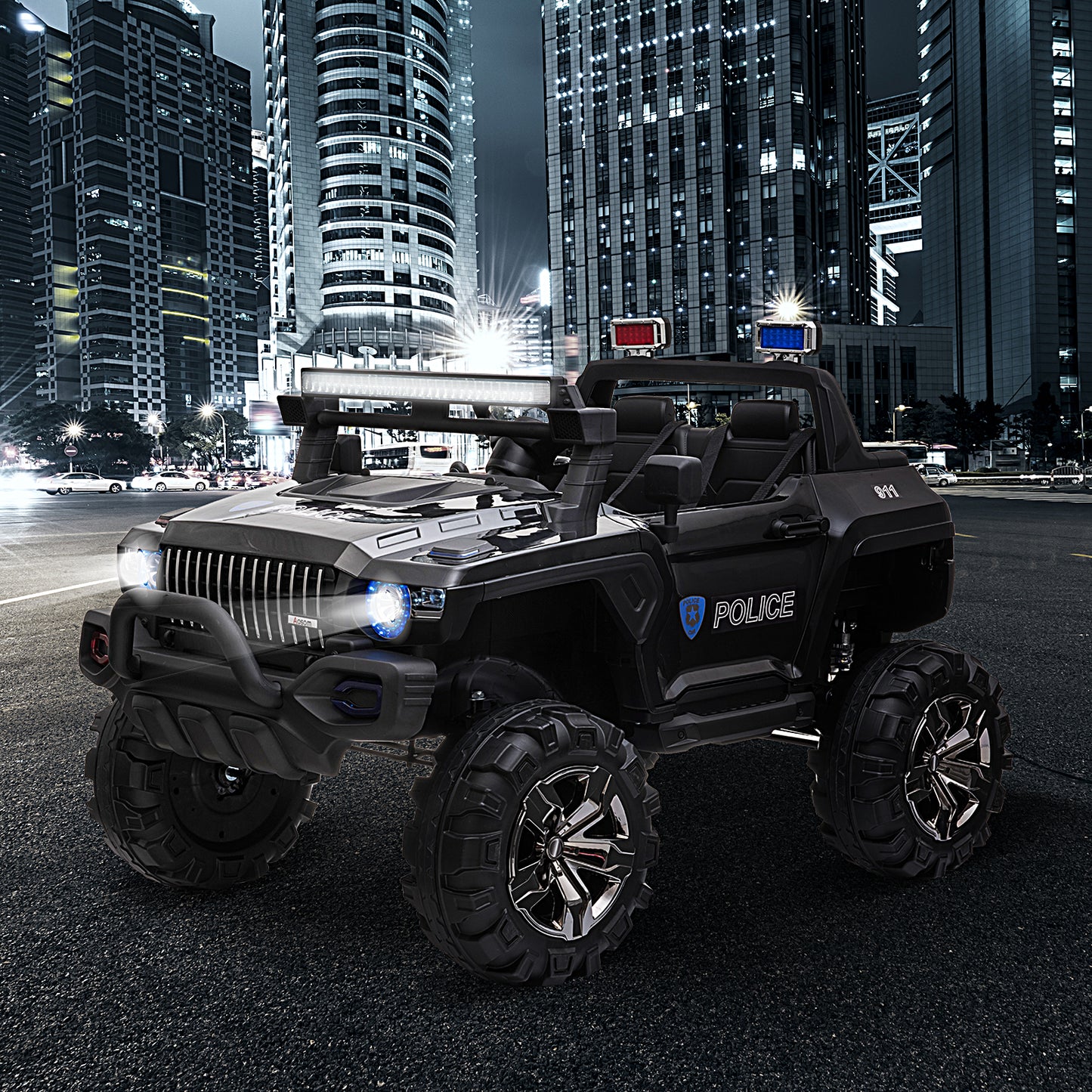 12V Kids Ride-On Police Truck Kids Ride-On Car 12V RC 2-Seater Police | Ectron Online