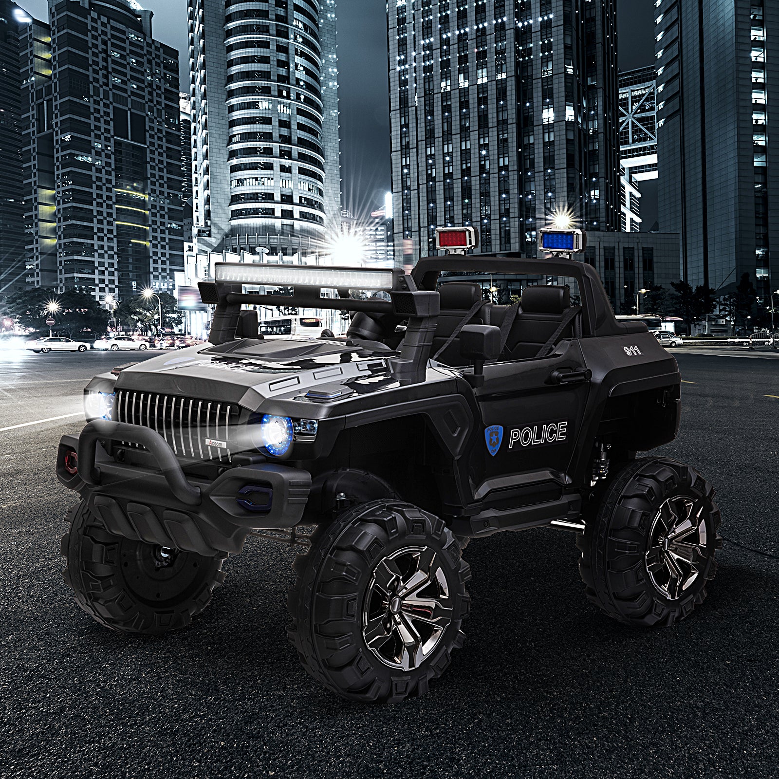 12V Kids Ride-On Police Truck Kids Ride-On Car 12V RC 2-Seater Police | Ectron Online