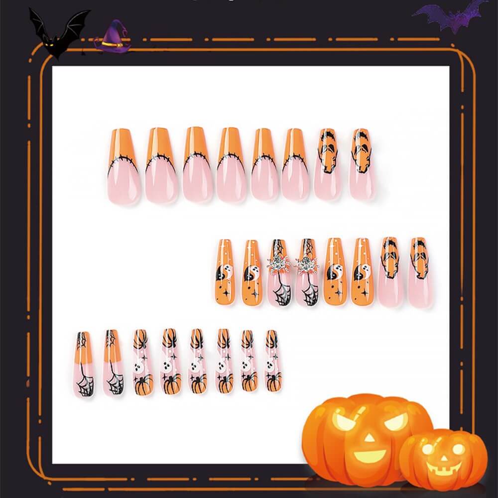 24pcs Halloween Press-On Nails 24 PCS Press On False Nails Short Medium | Ectron Online
