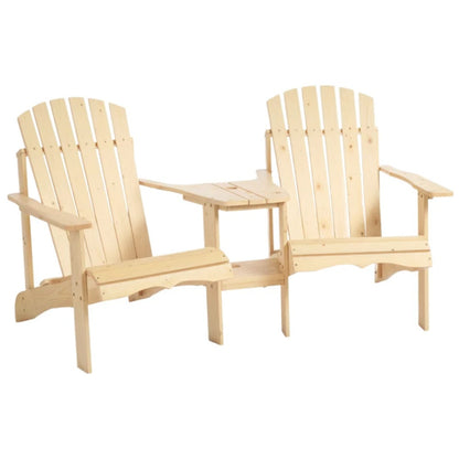 Gliding lounger chair with two front seats, vertical slat backrests, and side armrests