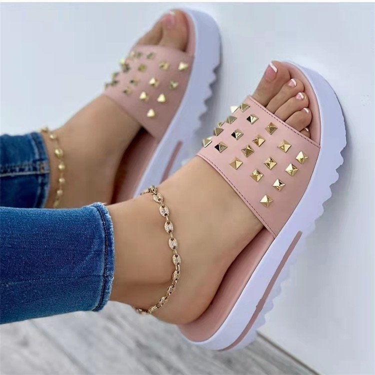 Women’s Wedge Beach Flip-Flops – Stylish Rivet Design Women's Wedge And Rivet Beach Flip-Flops | Ectron Online