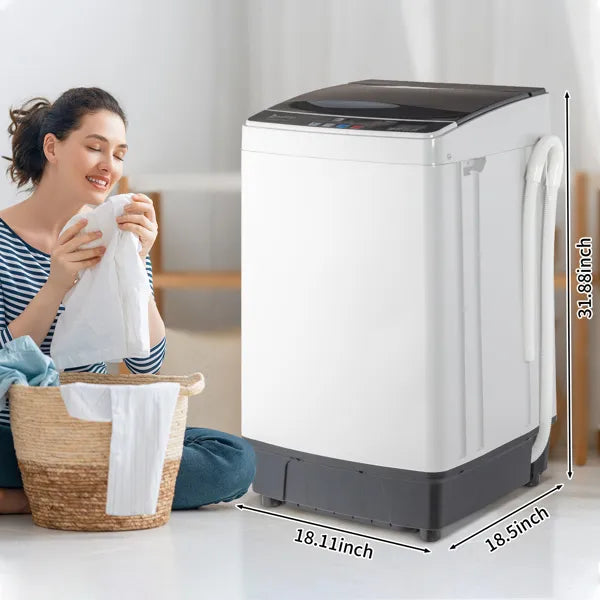 Full-Automatic Top Load Portable Washing Machine - 17.8 Lbs Capacity