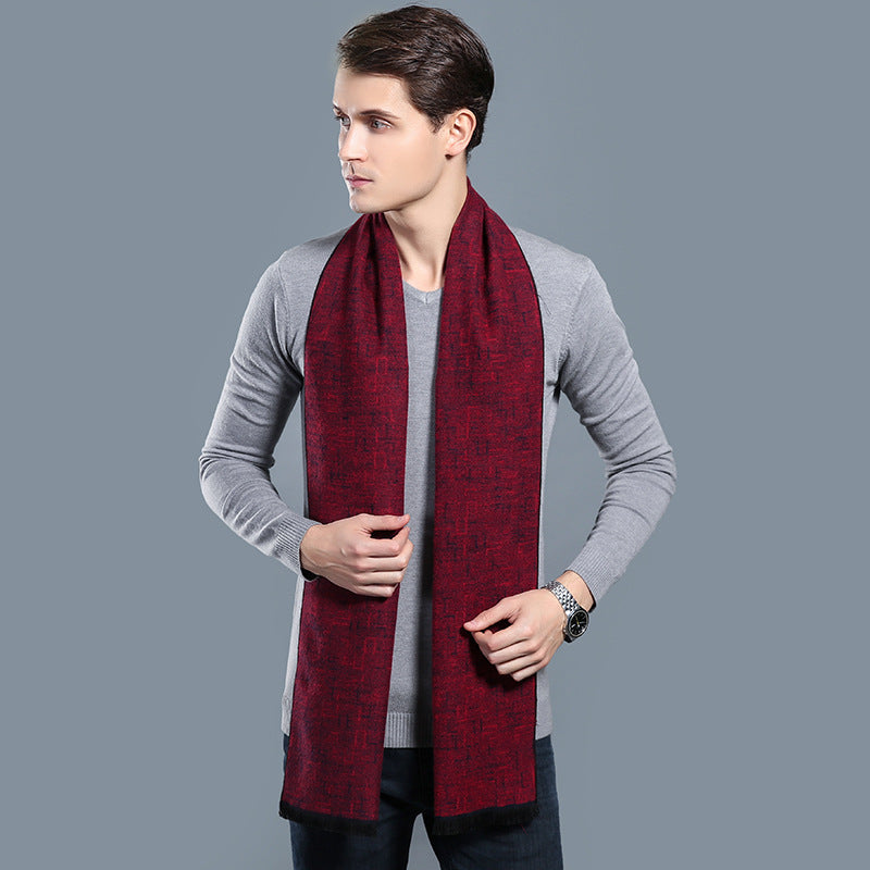Simple Plaid Warm Keeping Artificial Cashmere Scarf Men's Scarves | Ectron Online