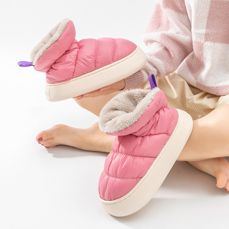 Heel Indoor Household Down Cloth Warm And Non Slip Cotton Slippers