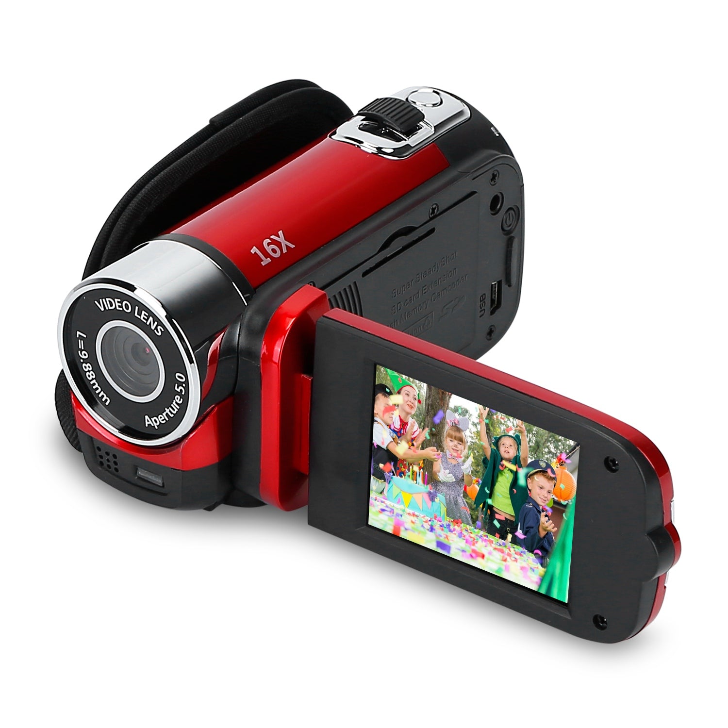 HD 1080P Digital Video Camcorder | 16X Zoom Camera with 270° Screen Black-Red Options - 1Pc HD 1080P Digital | Ectron Online