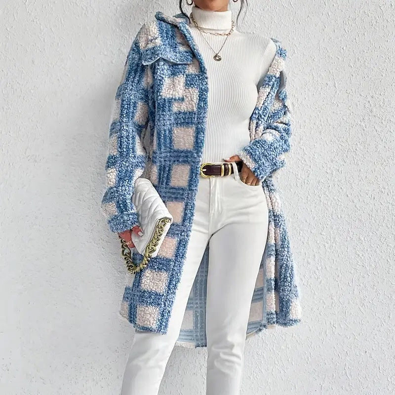 Women's Plaid Fleece Shacket | Lightweight Button-Down Fall Coat