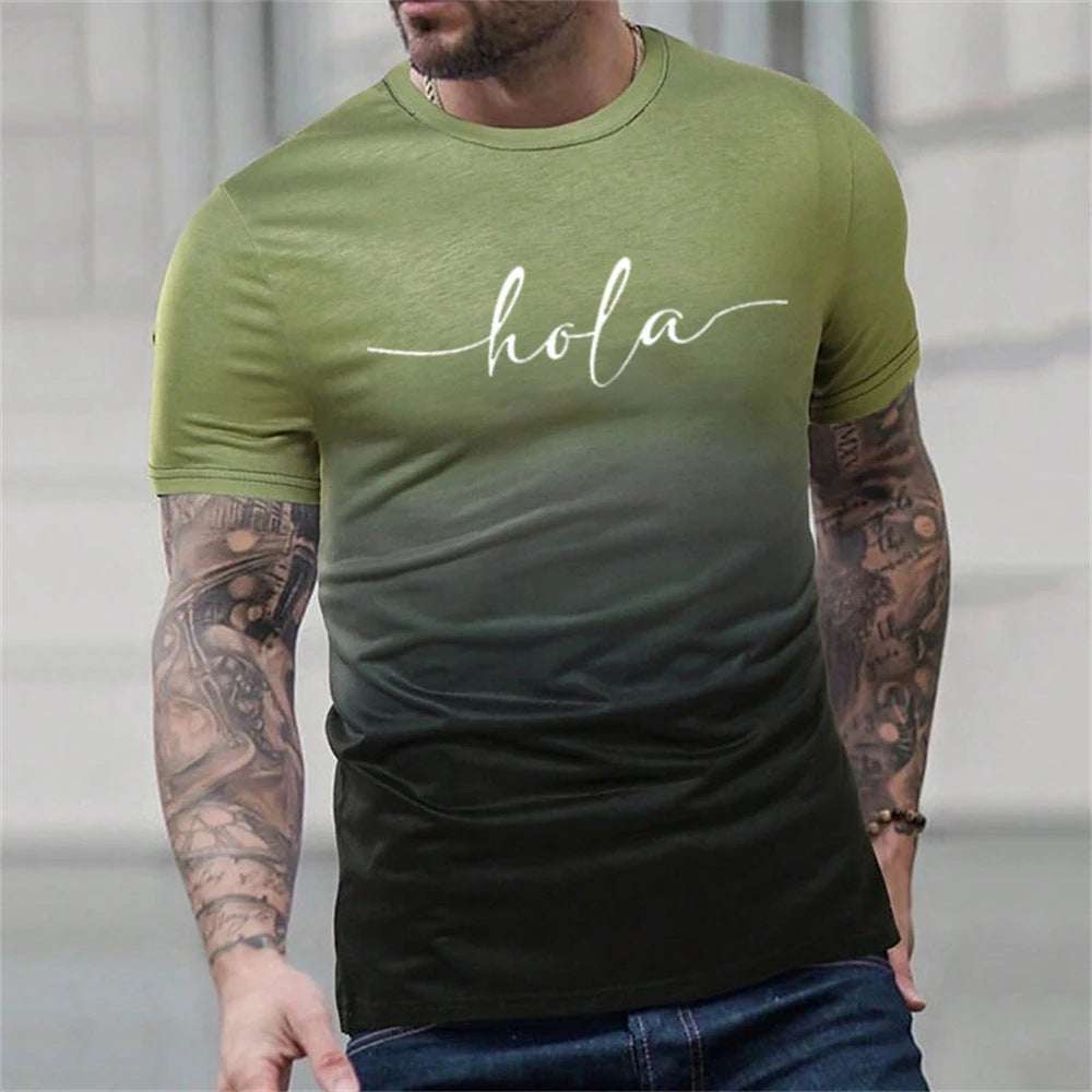 Summer Round Neck Loose Letter Print Short-sleeve