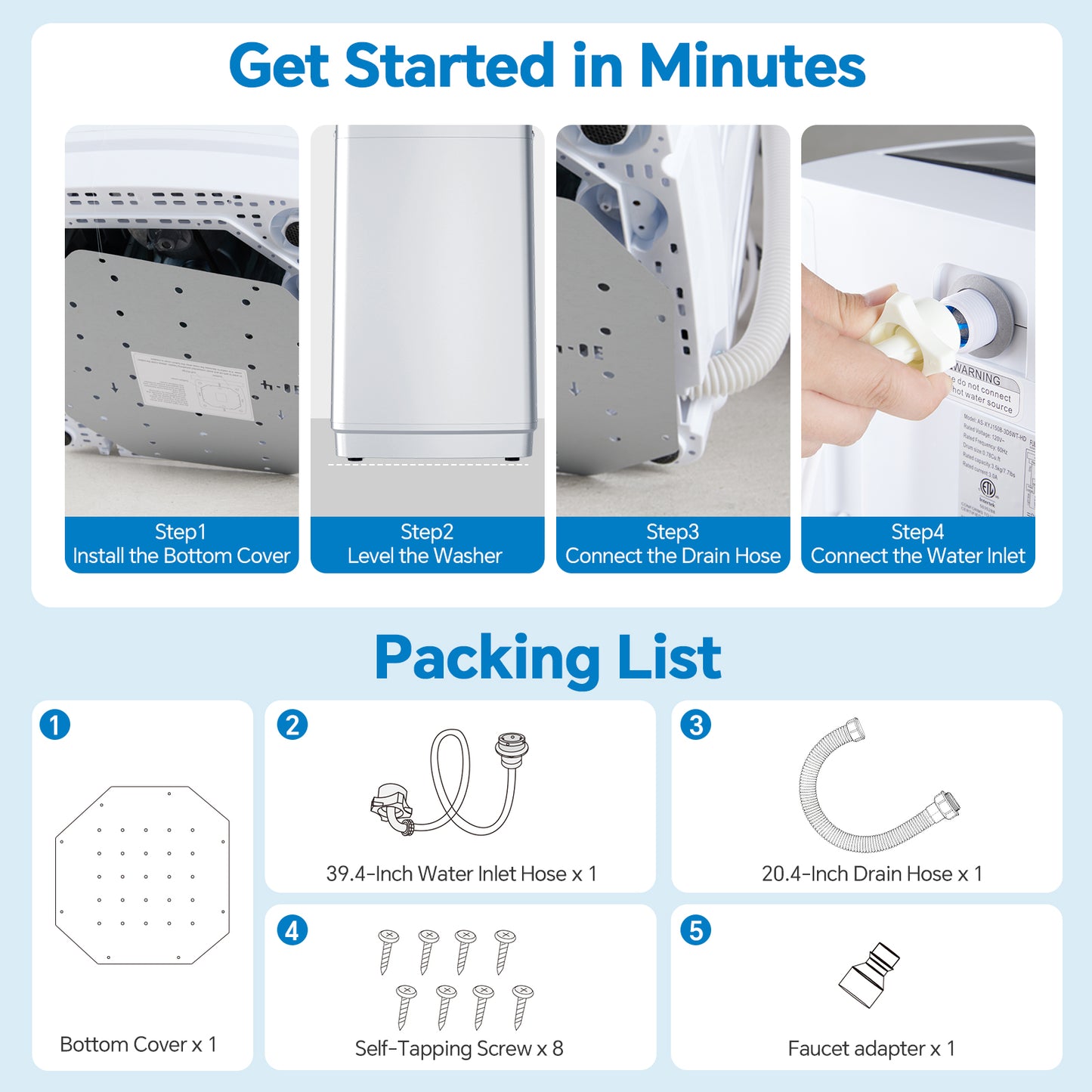7.7 lbs Portable Washing Machine | Fully Automatic Compact Model