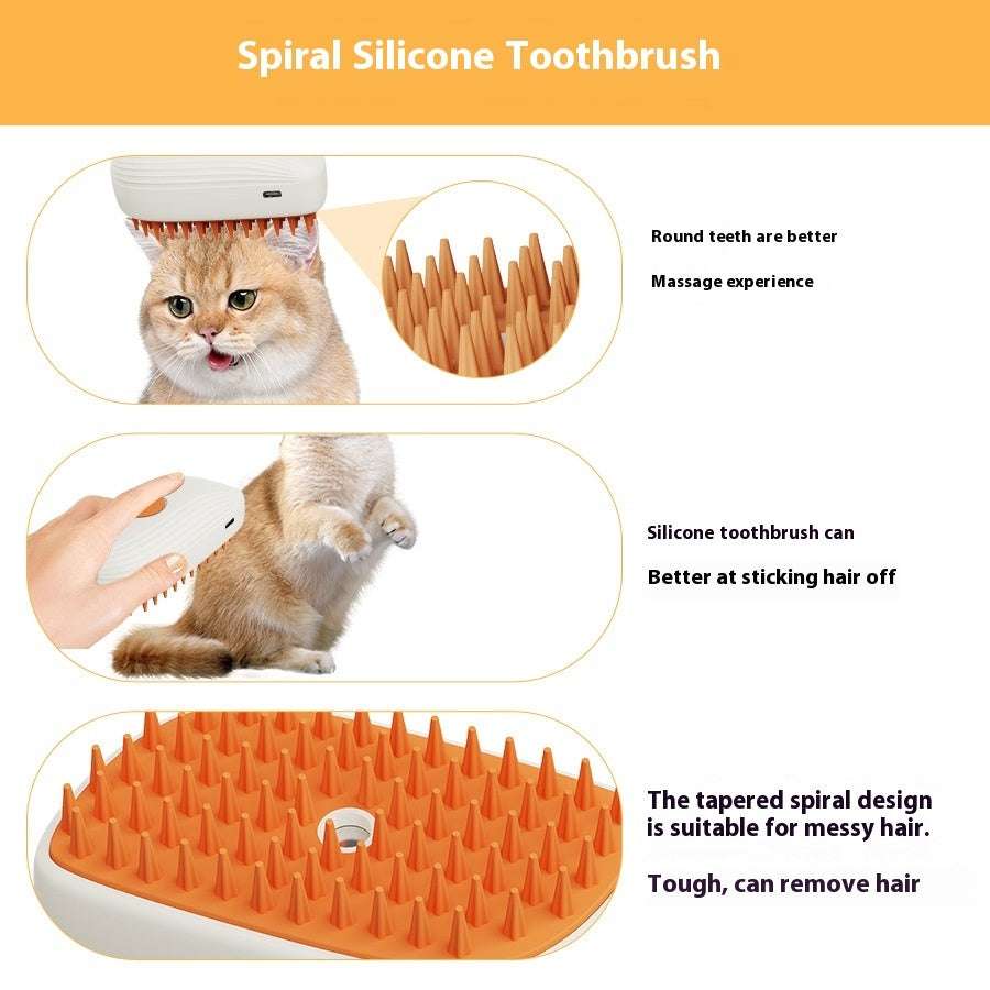 Pet Steam Brush with Massage & Spray Comb

