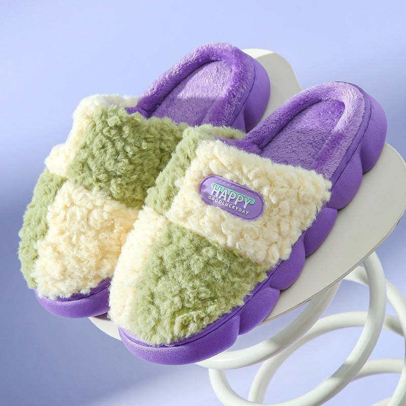 Colour-matching EVA Winter Slippers – Warm Thick-soled House Shoes Color-matching Home Slippers Winter EVA | Ectron Online