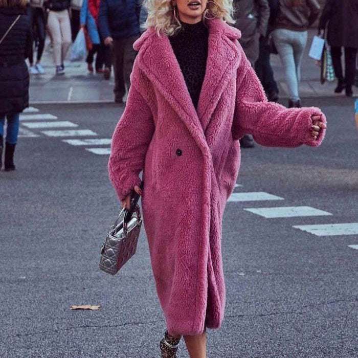 Thickened Lamb Fleece Coat for Women Lapel Lamb Fleece Coat With Pockets Faux | Ectron Online