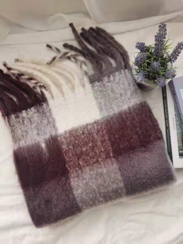 Women's Autumn Colorful Striped Warm Cashmere Plaid Scarf Scarves | Ectron Online