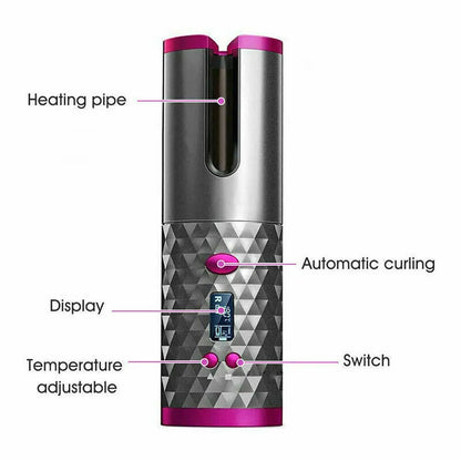 Cordless Auto Rotating Hair Curler Hair Curler LCD Cordless Auto Rotating W | Ectron Online