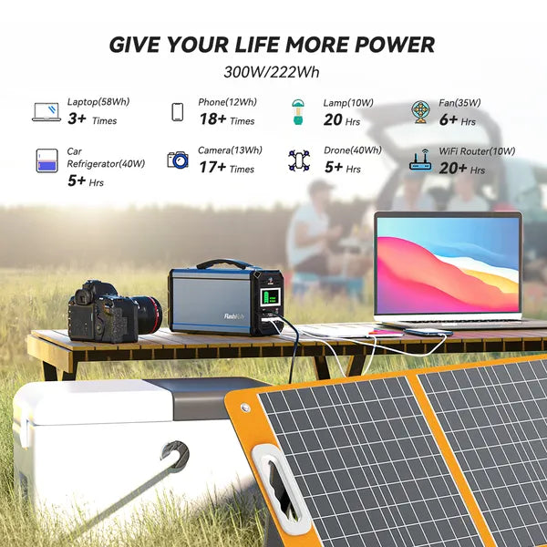 FlashFish 300W Solar Generator Bundle | 60,000mAh & 60W Solar Panel