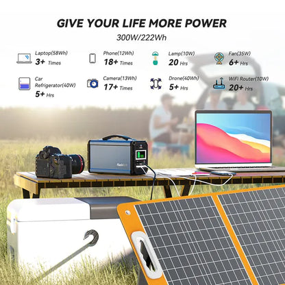 FlashFish 300W Solar Generator Bundle | 60,000mAh & 60W Solar Panel 300W Solar Generator, FlashFish 60000mAh | Ectron Online