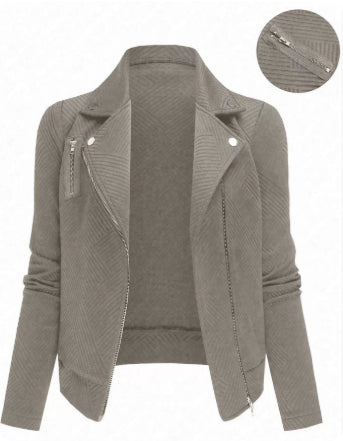 Women's Slim Fit Oblique Zipper Jacket | Casual Moto Style Coat Women's Oblique Zipper Fastener Decorati | Ectron Online