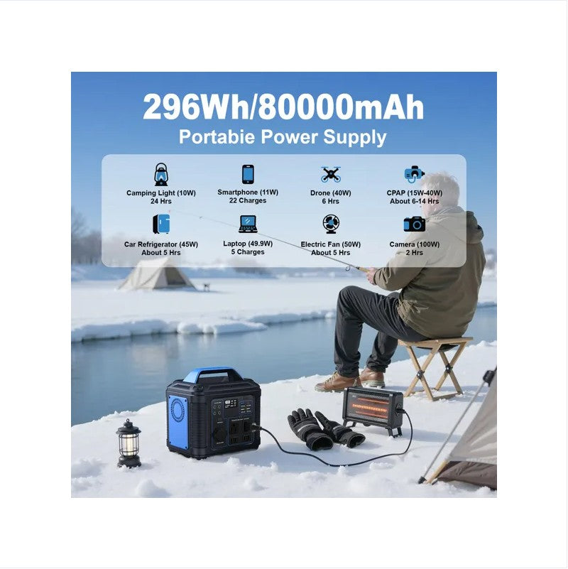 296Wh Portable Solar Generator | 80000mAh Lithium Battery Power Station