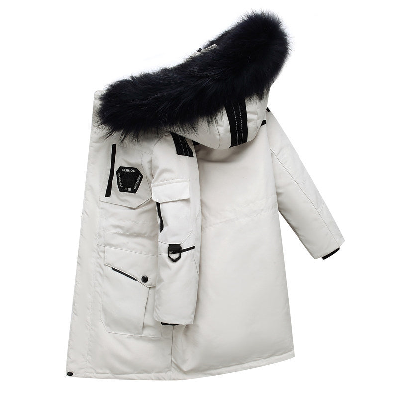Boys' Mid-length Down Jacket | Thickening Plus Size Fur Collar Coat Children's Down Jacket Boys' Mid-length | Ectron Online