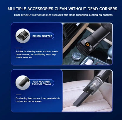 Handheld vacuum cleaner with brush nozzle and flat mouth suction nozzle