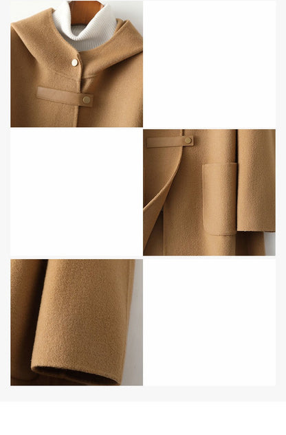Women's Double-Faced Woolen Overcoat | Loose Fashion Hooded Coat Loose Fashion Hooded Double-faced Woolen | Ectron Online